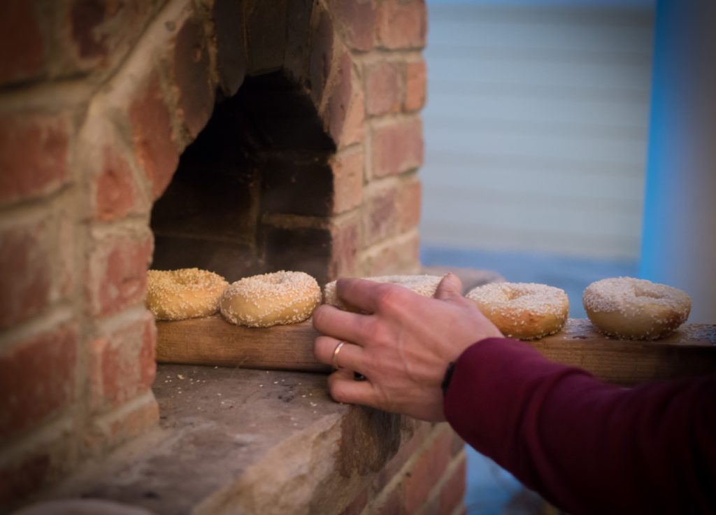 Baking Montreal Bagels in Wood Oven