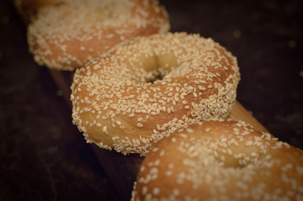 Montreal bagels with sesame